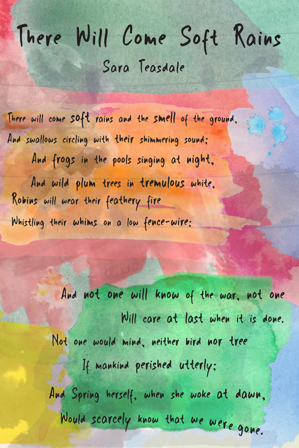 poem by sara teasdale on multicolor water color images